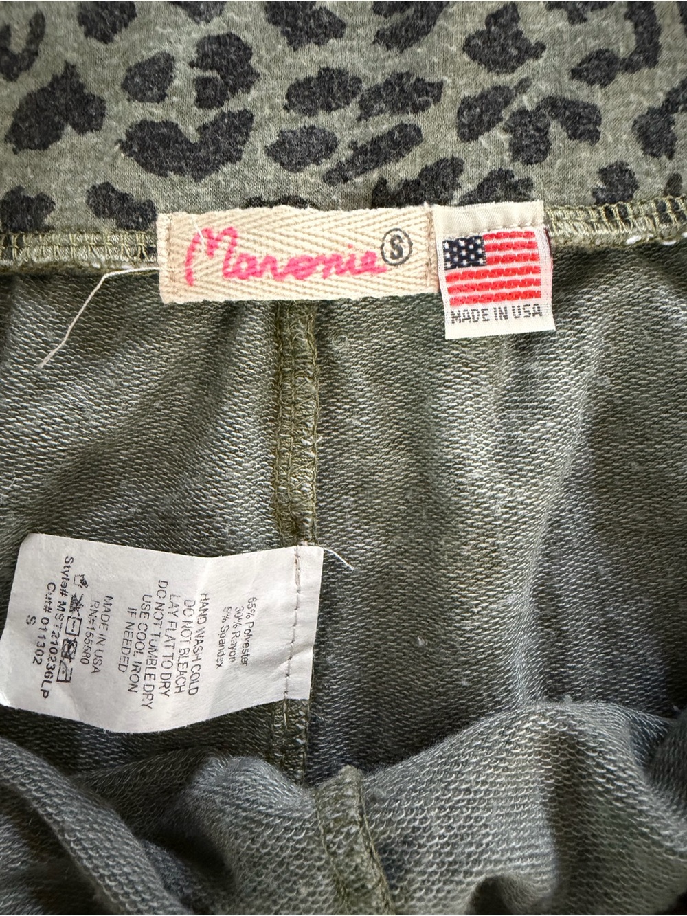 Leopard Lounge Set Maronie Olive Green Oversized Top Drawstring Shorts S Boho - Picture 8 of 14